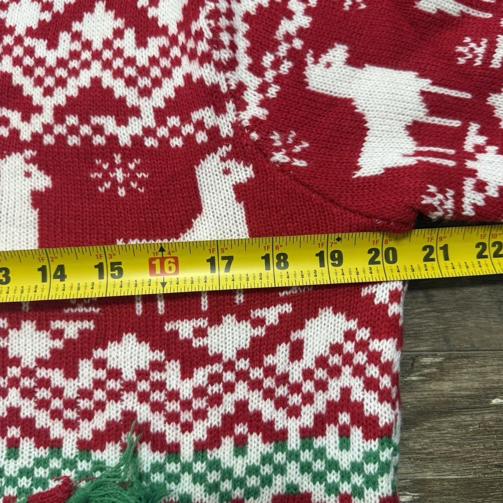 Jolly Sweaters‎ Llama Christmas Sweater Men's M Red & White Embroidered Pullover